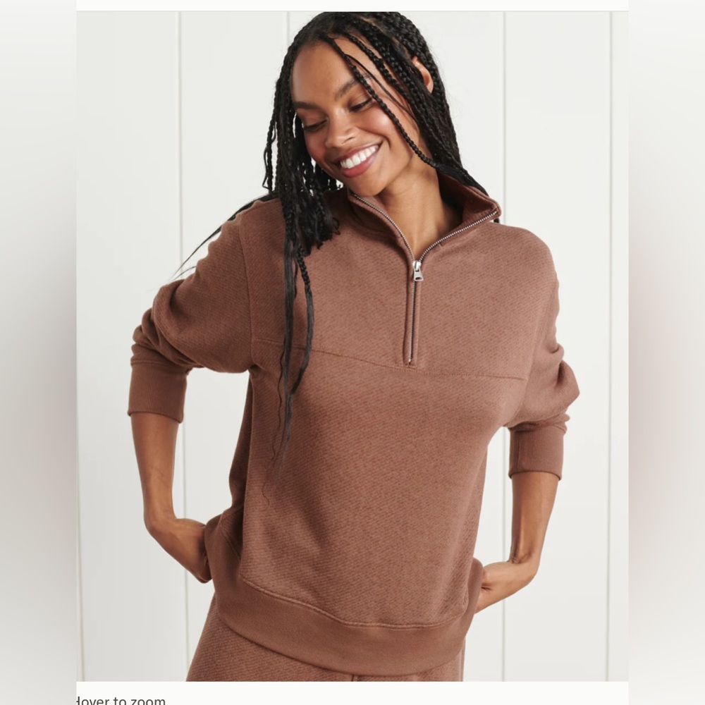 Jenni Kayne Half Zip Sweatshirt S Cinnamon